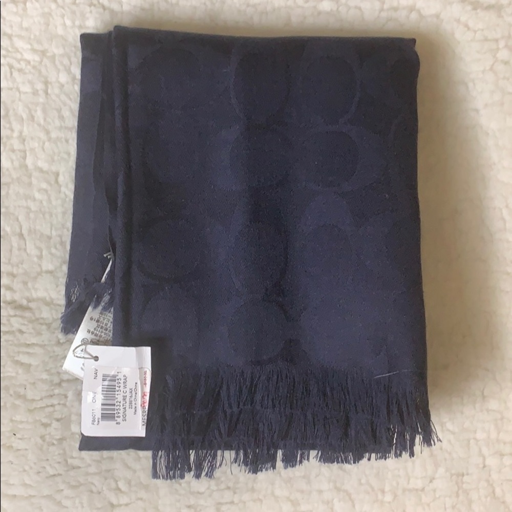 Coach Navy Signature Scarf